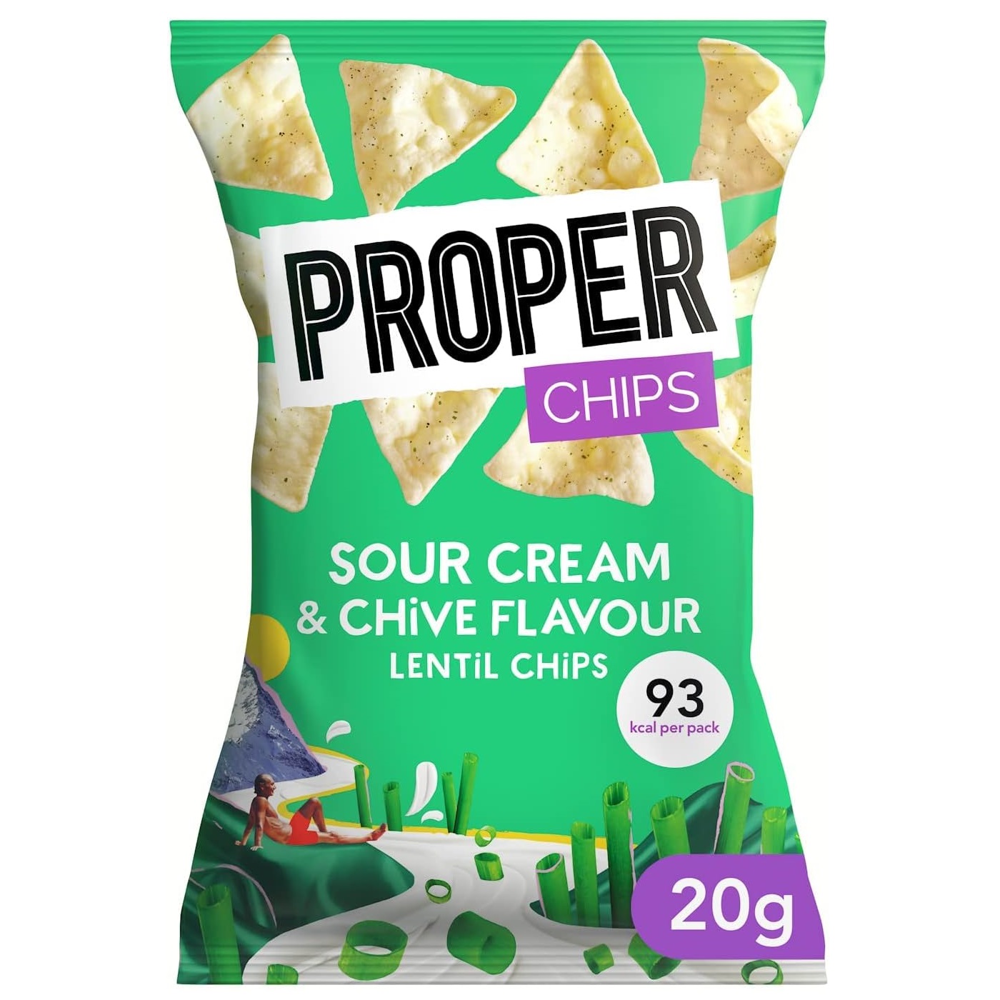 Läätsekrõpsud PROPER (SOUR CREAM AND CHIVE), 20g foto