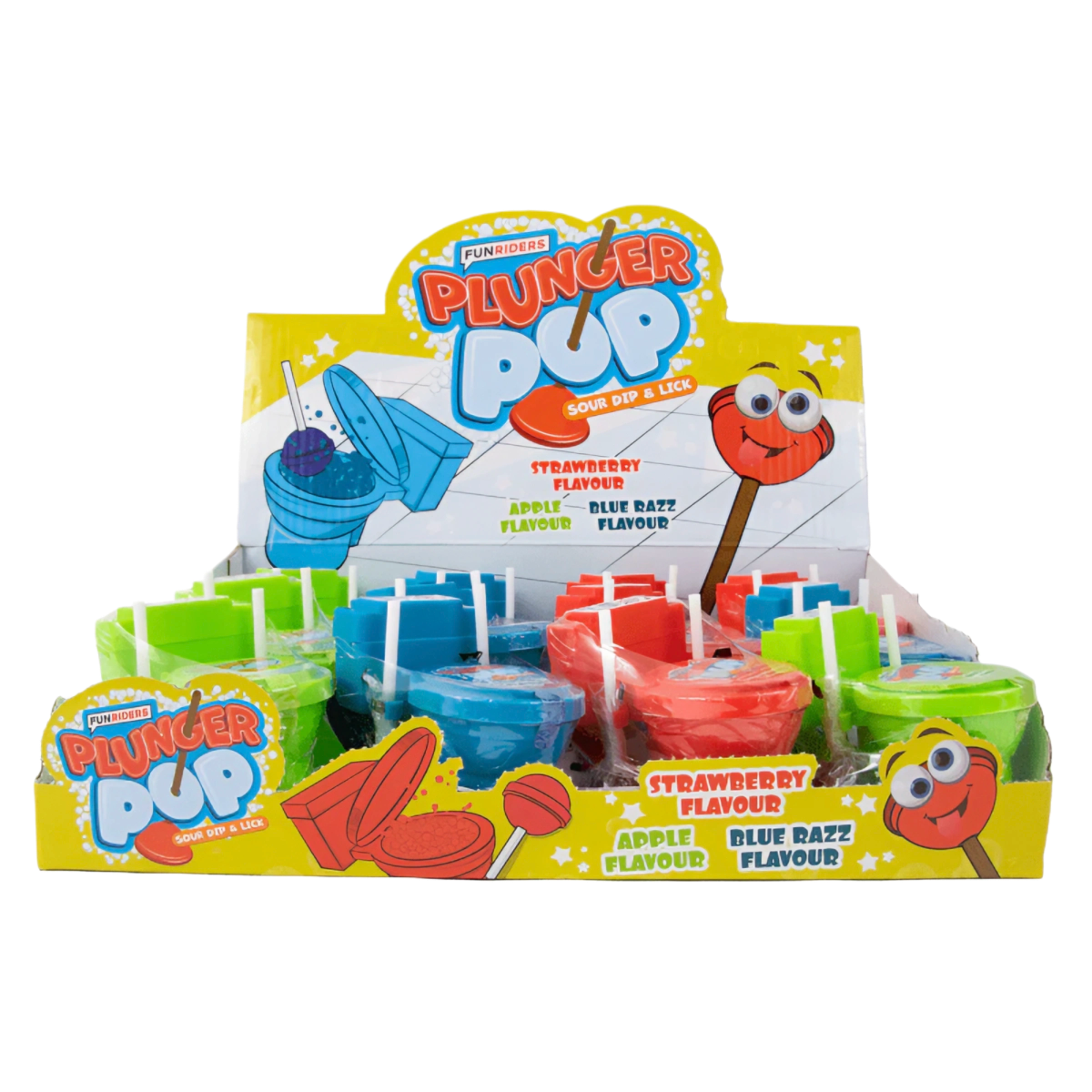 Ledinukas su milteliais BIP FUNRIDERS PLUNGER POP (STRAWBERRY, APPLE, BLUE RAZZ), 35g