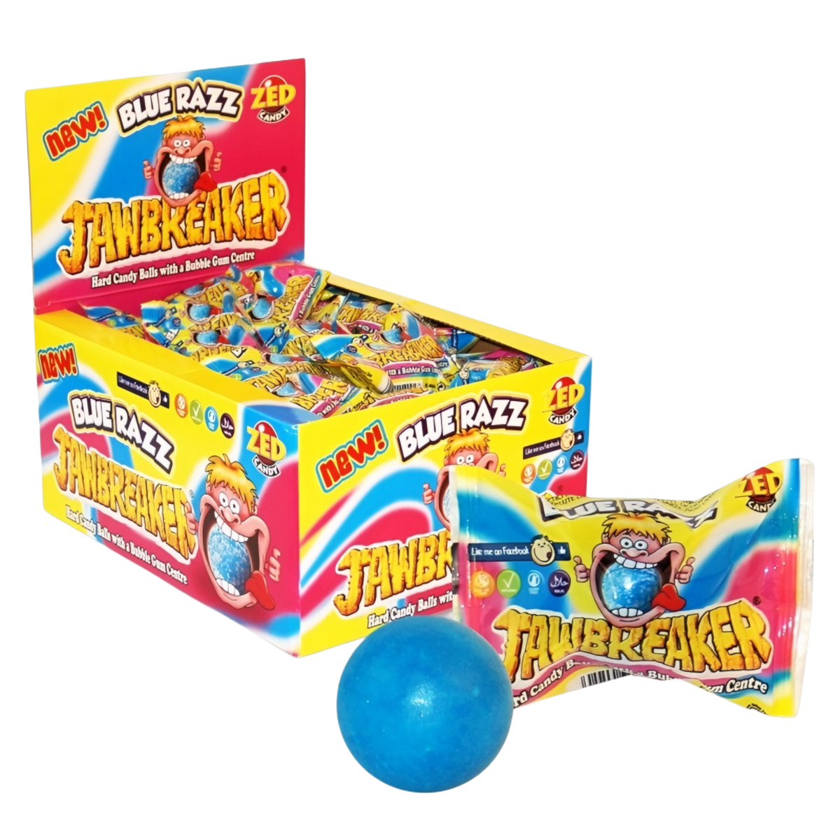Purukumillinen karkki ZED CANDY JAWBREAKER (BLUE RAZZ), 13g