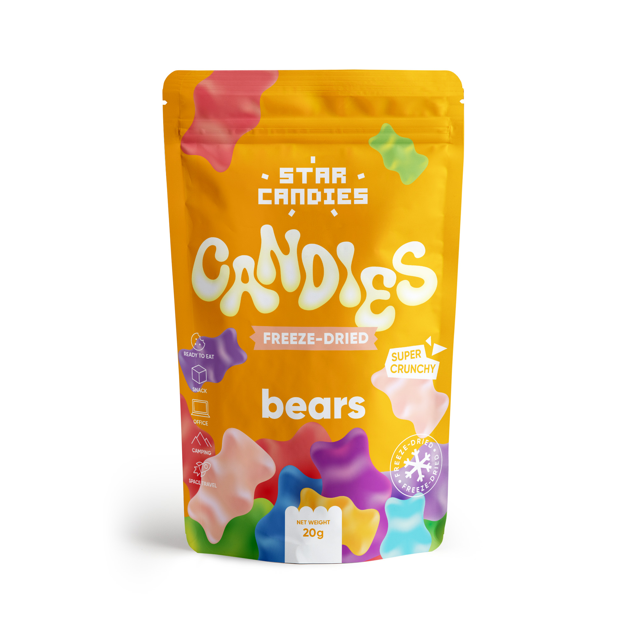 Liofilizētas želejas konfektes STAR CANDIES BEARS, 20g foto