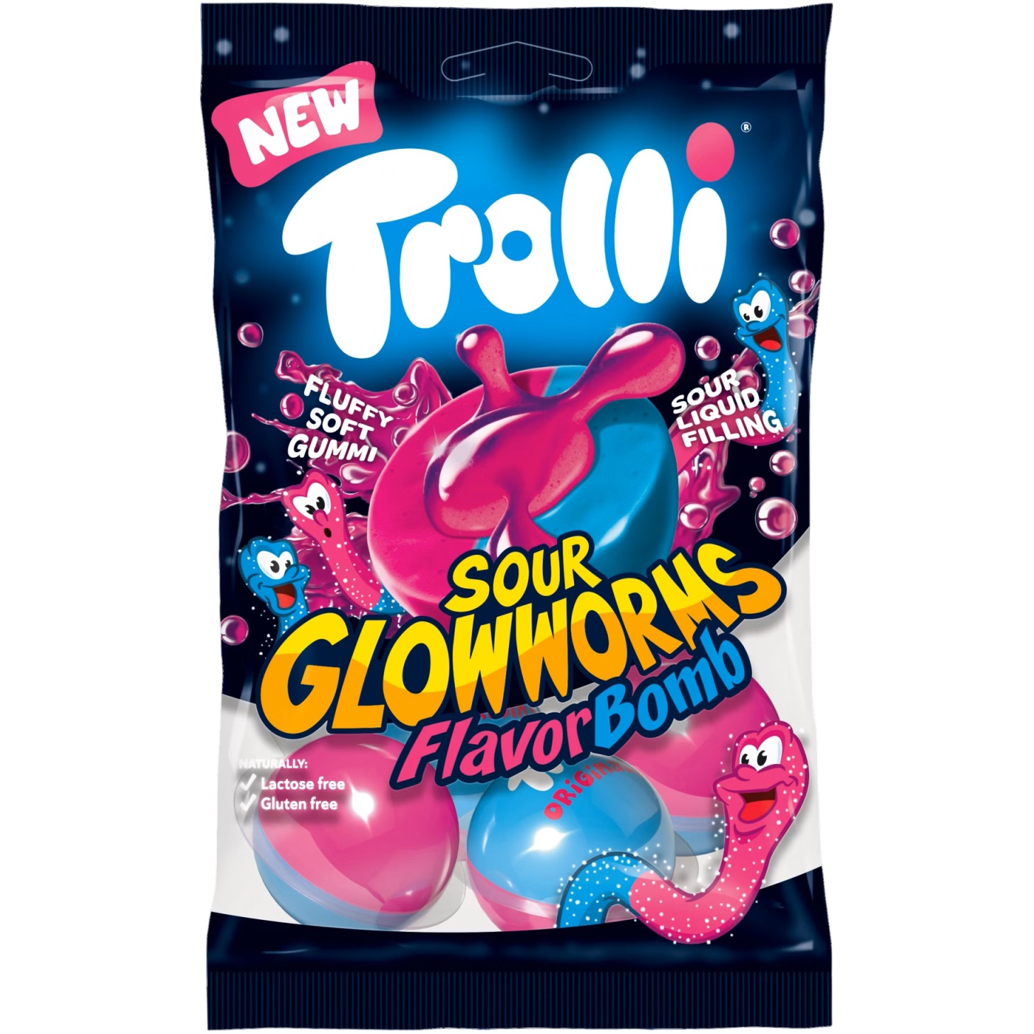 Zdjęcie Żelki TROLLI FLAVOR BOMB (SOUR GLOWWORMS), 75g