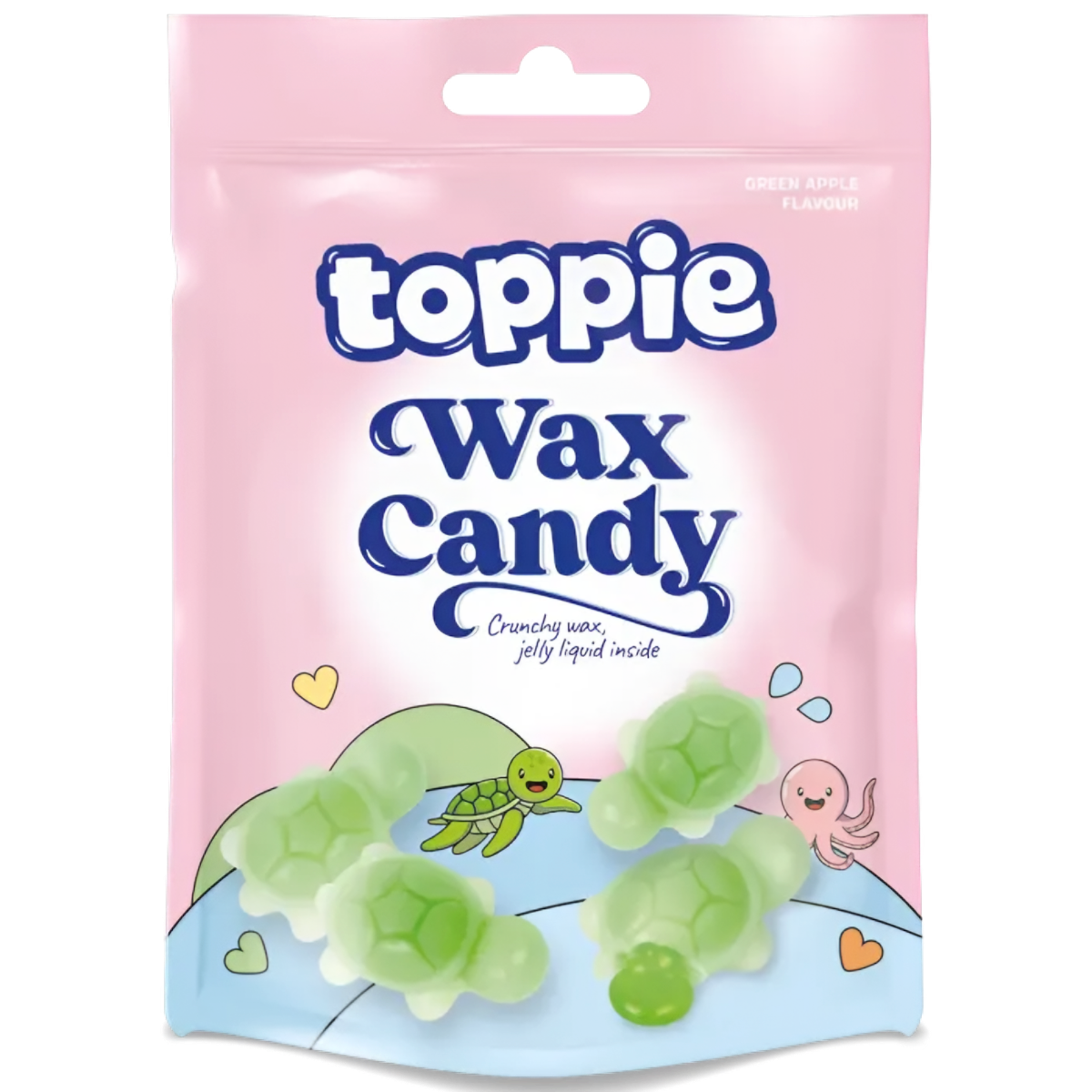 Skysti saldainiai TOPPIE WAX CANDY (GREEN APPLE), 40g photo