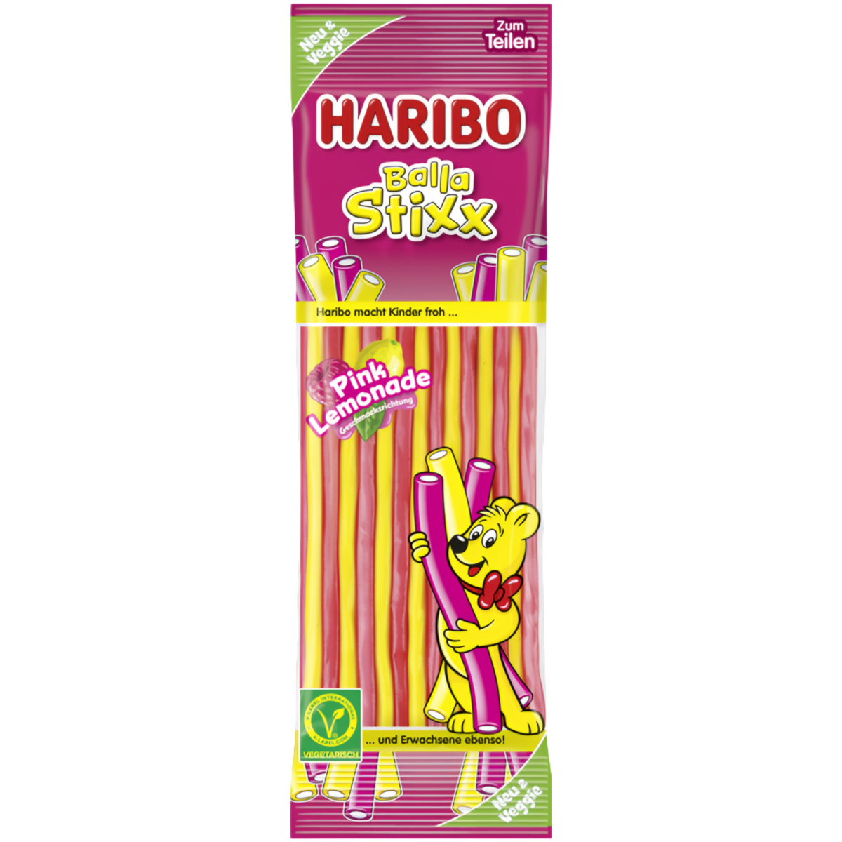 Želejas konfektes HARIBO BALLA STIXX (PINK LEMONADE), 175g