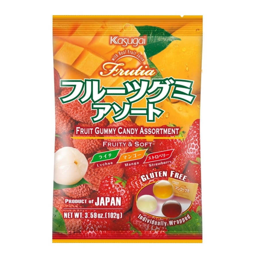Gummies KASUGAI FRUTIA (LYCHEE, MANGO, STRAWBERRY), 102g photo