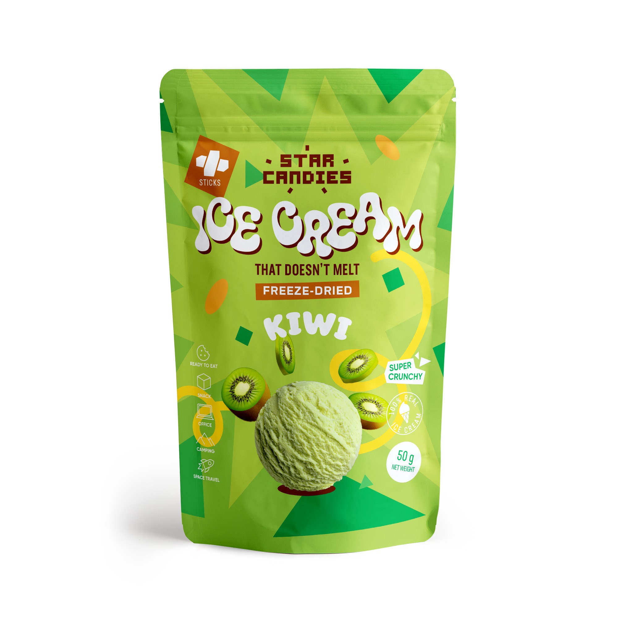 Šaltyje džiovinti ledai STAR CANDIES (KIWI), 50g