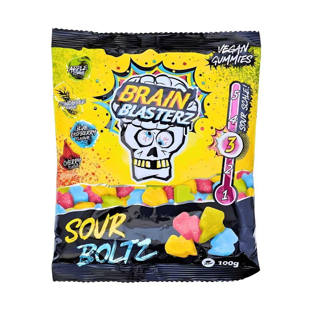 Kummikommid BRAIN BLASTERZ SOUR BOLTZ, 100g