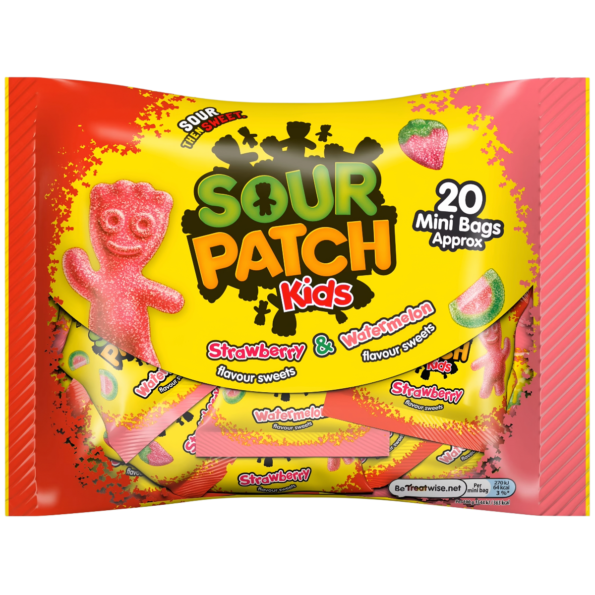 Košļājamās konfektes SOUR PATCH KIDS (STRAWBERRY & WATERMELON), 350g