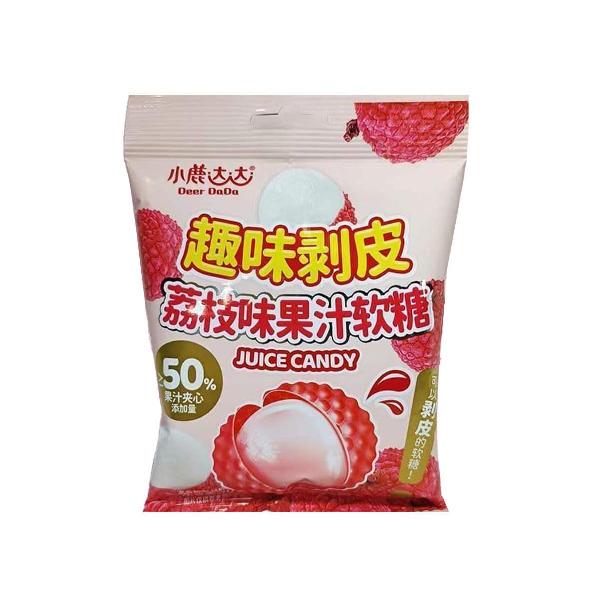 Želejas konfektes DEER DADA PEELING GUMMIES (LYCHEE), 70g foto