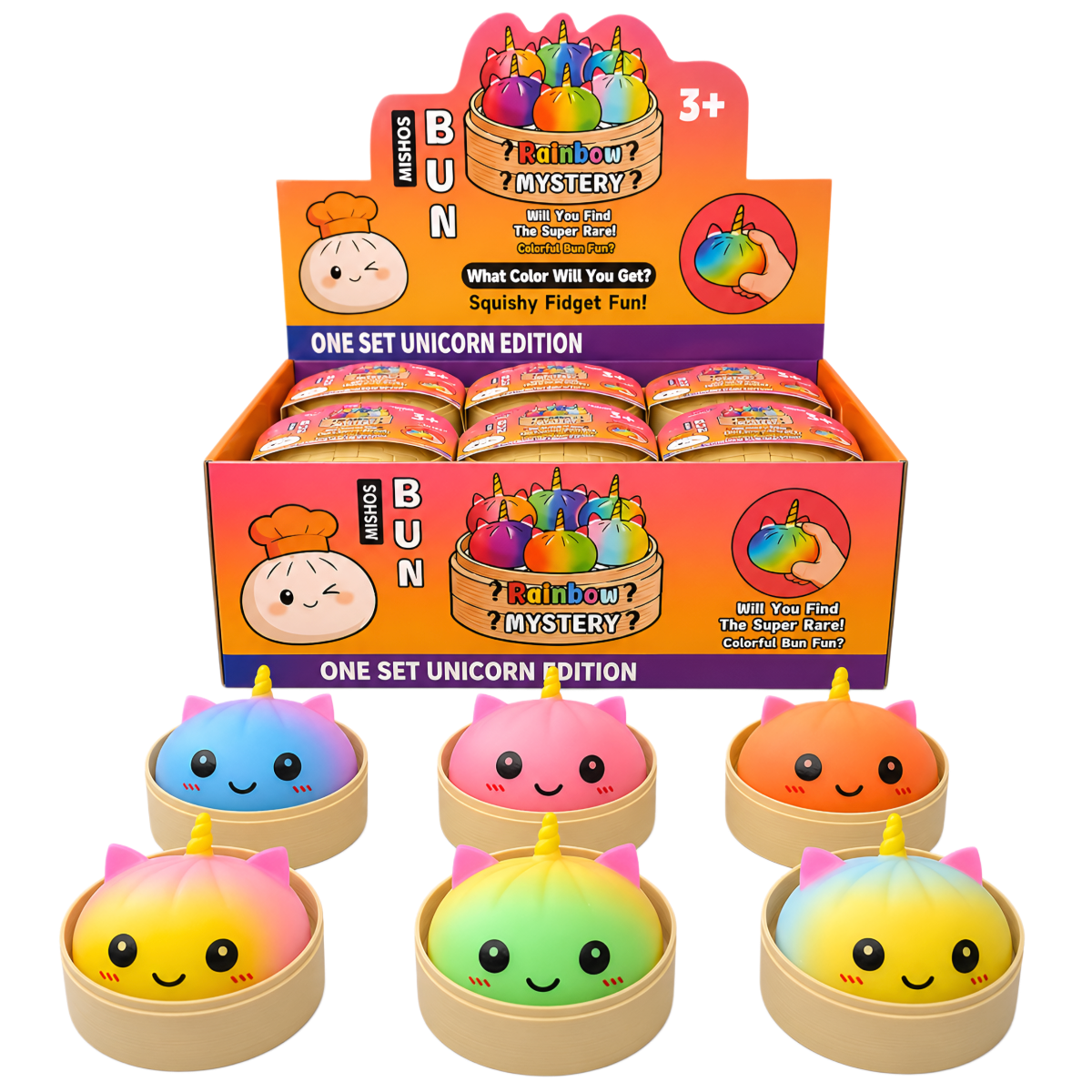 Žaislas SQUISHY BUN RAINBOW MYSTERY DUMPLING UNICORN
