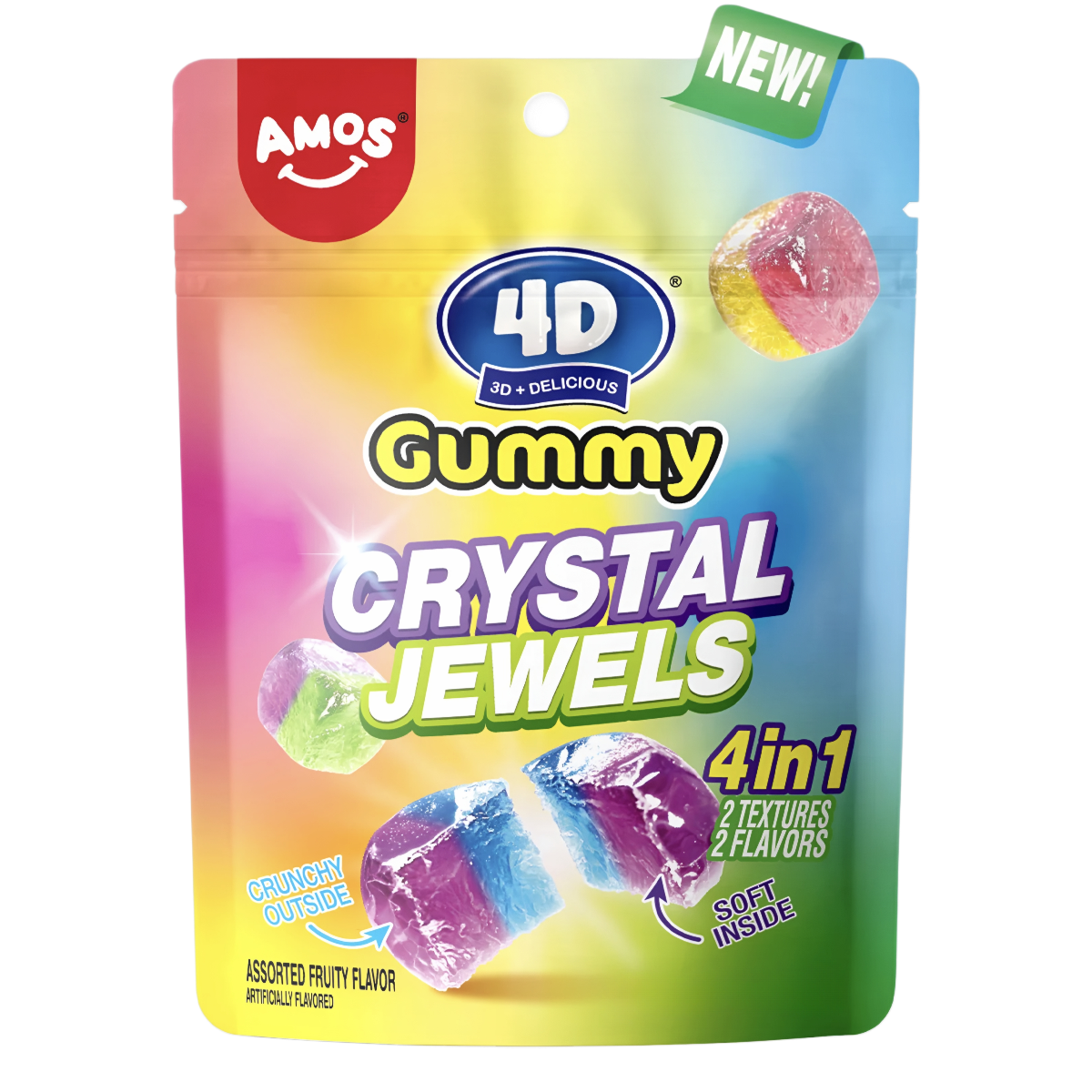Kummikommid AMOS 4D CRYSTAL JEWELS (ASSORTED FRUIT), 65g