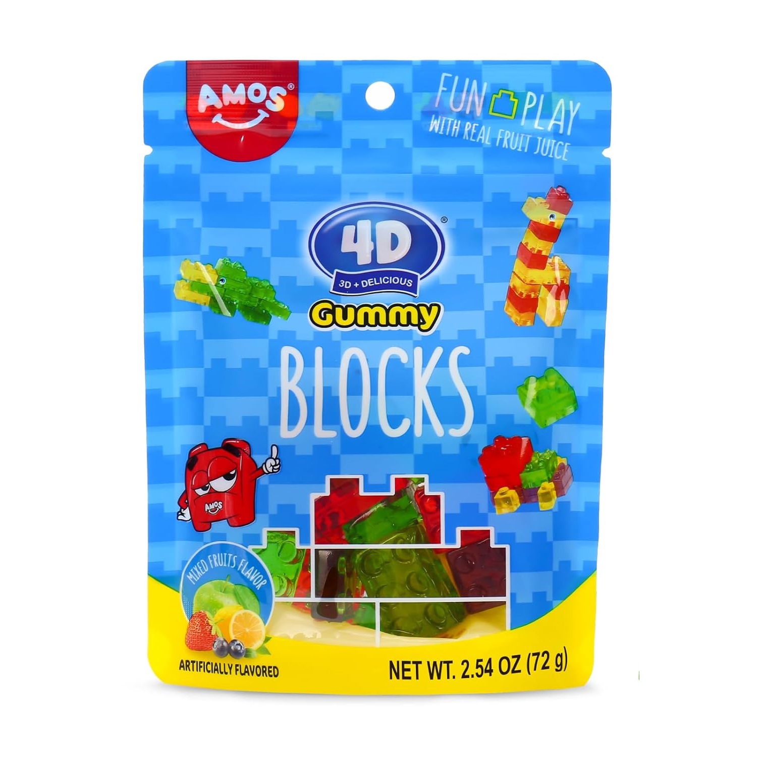 Želejas konfektes AMOS 4D BLOCKS, 72g foto