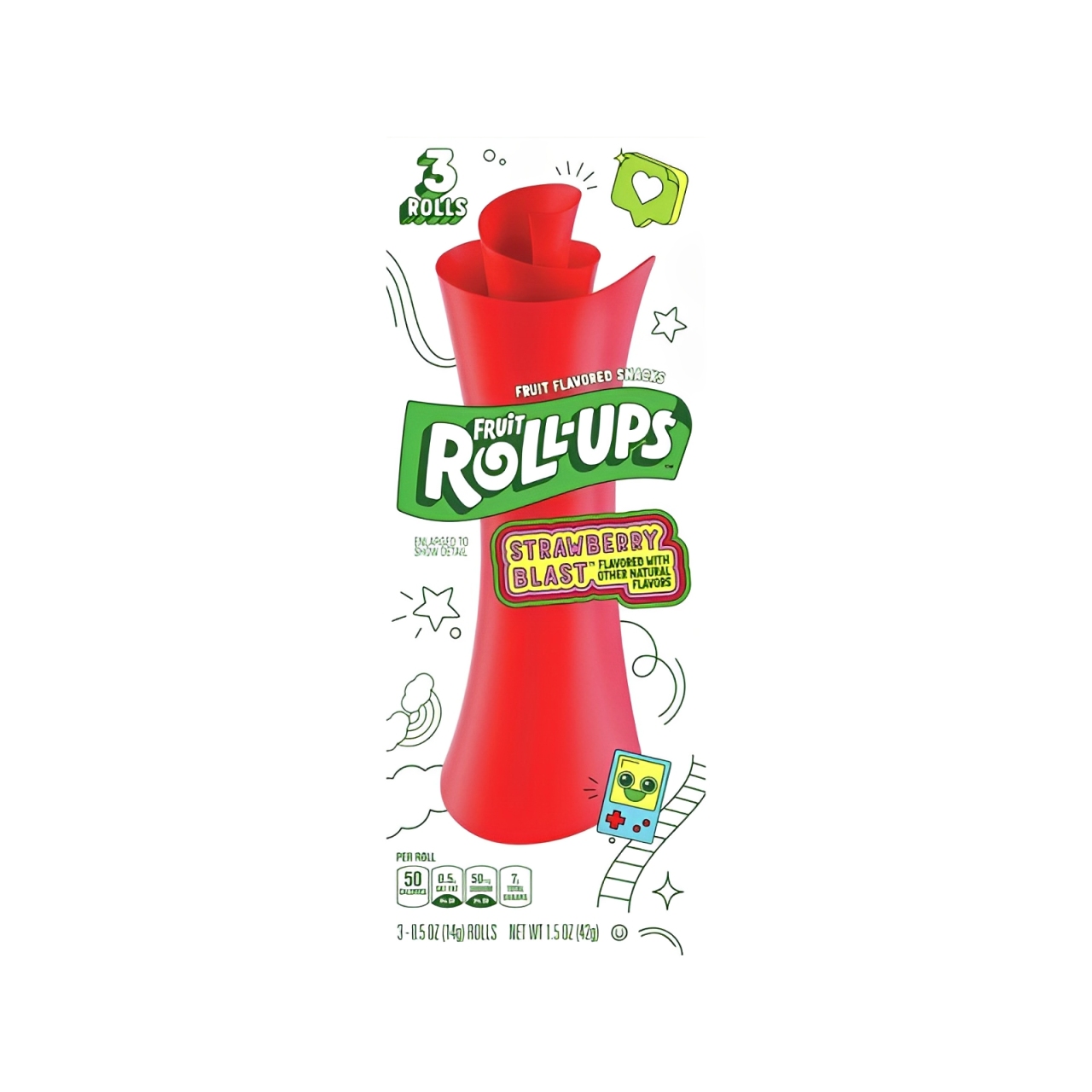 Kramtomi saldainiai FRUIT ROLL-UPS (STRAWBERRY), 42g