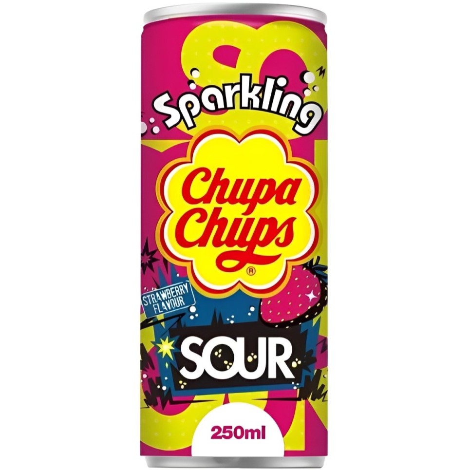 Carbonated Soft Drink CHUPA CHUPS (SOUR STRAWBERRY), 250ml photo
