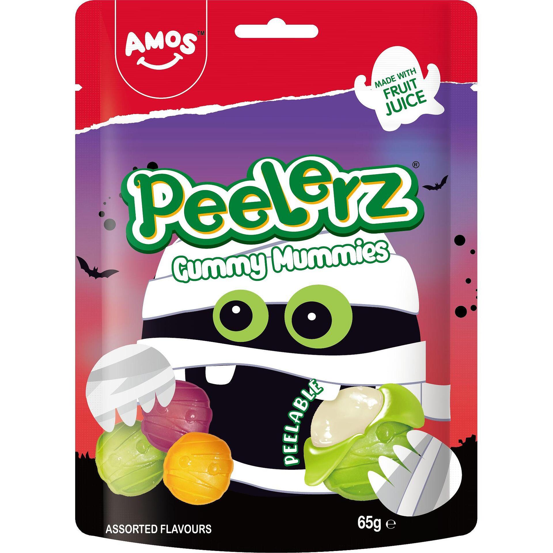 Kummikommid AMOS PEELERZ MUMMIES (STRAWBERRY APPLE ORANGE), 65g foto