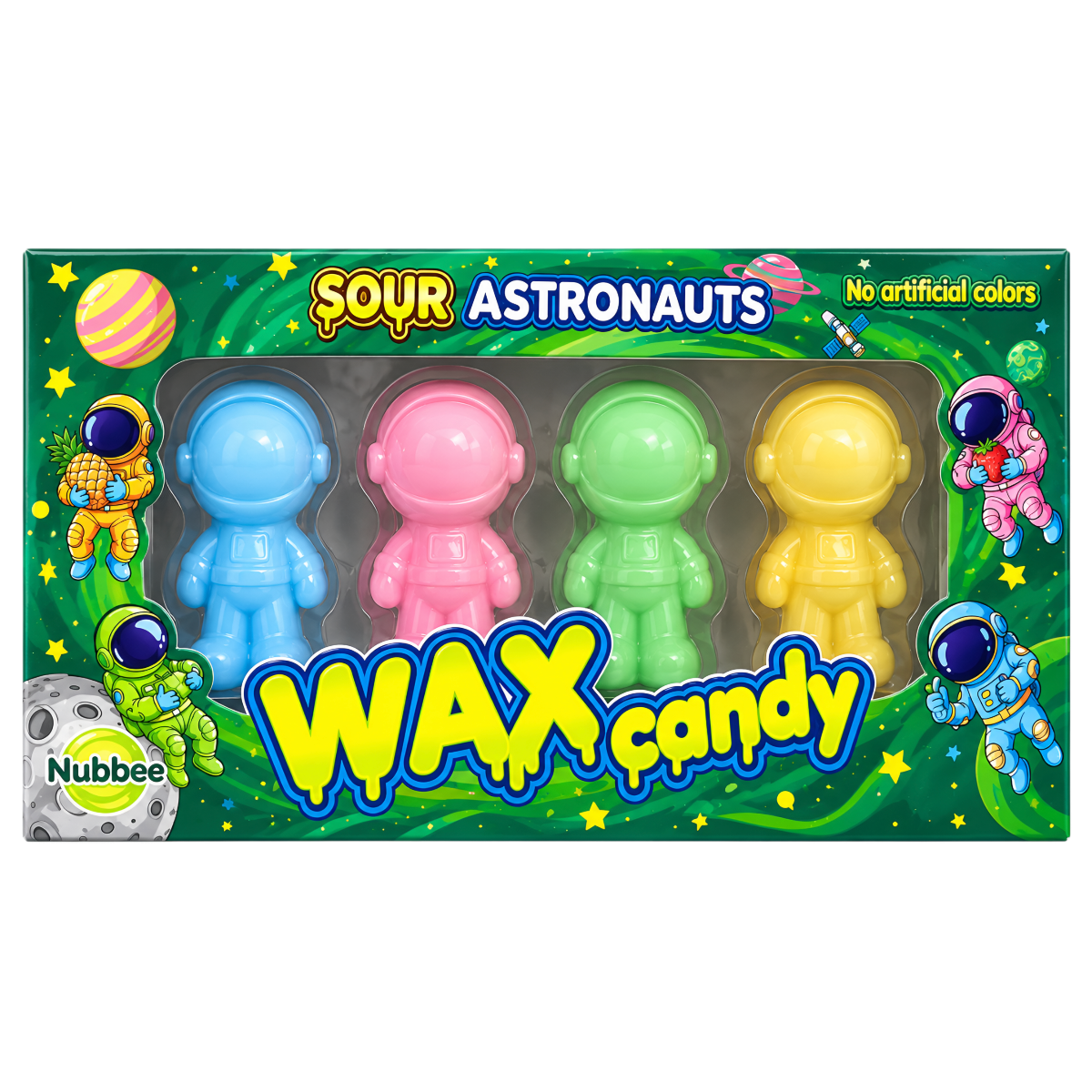 Šķidrās konfektes NUBBEE ASTRONAUTS WAX CANDY (SOUR), 24g