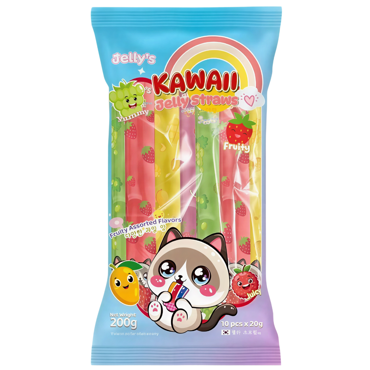 Želejas nūjiņas KAWAII JELLY STRAWS (FRUITY ASSORTED), 200g foto