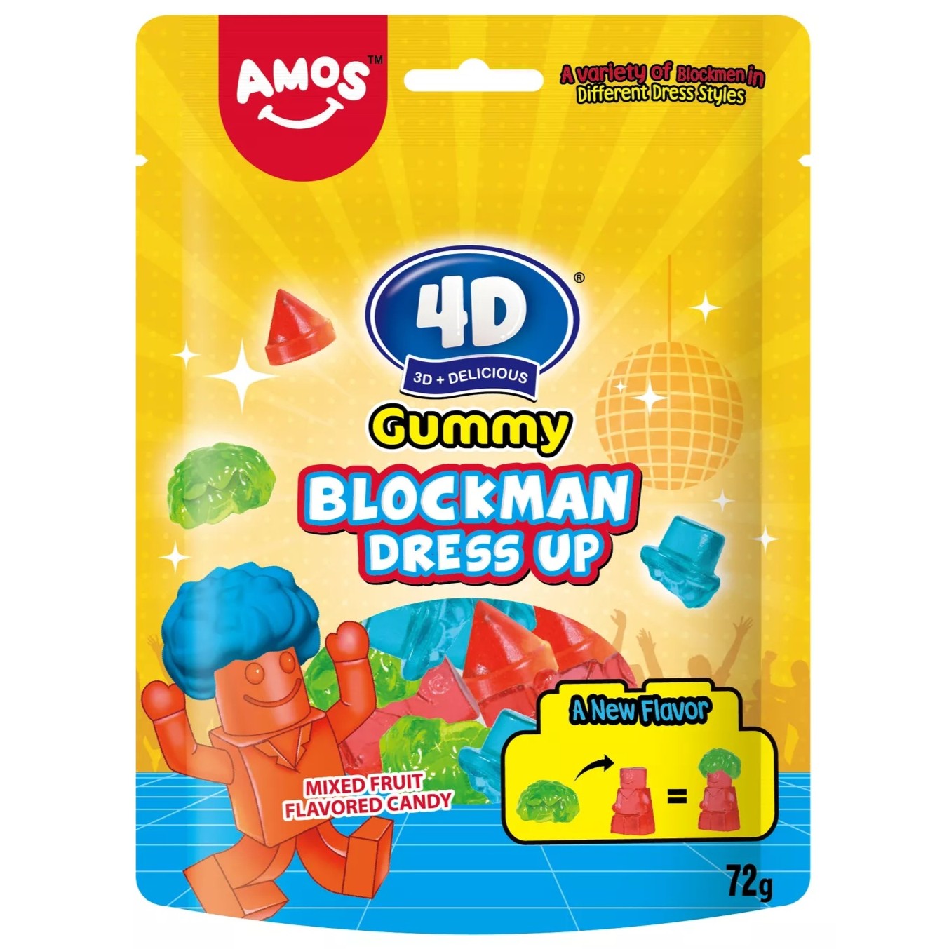 Želejas konfektes AMOS 4D BLOCKMAN DRESS UP, 72g foto
