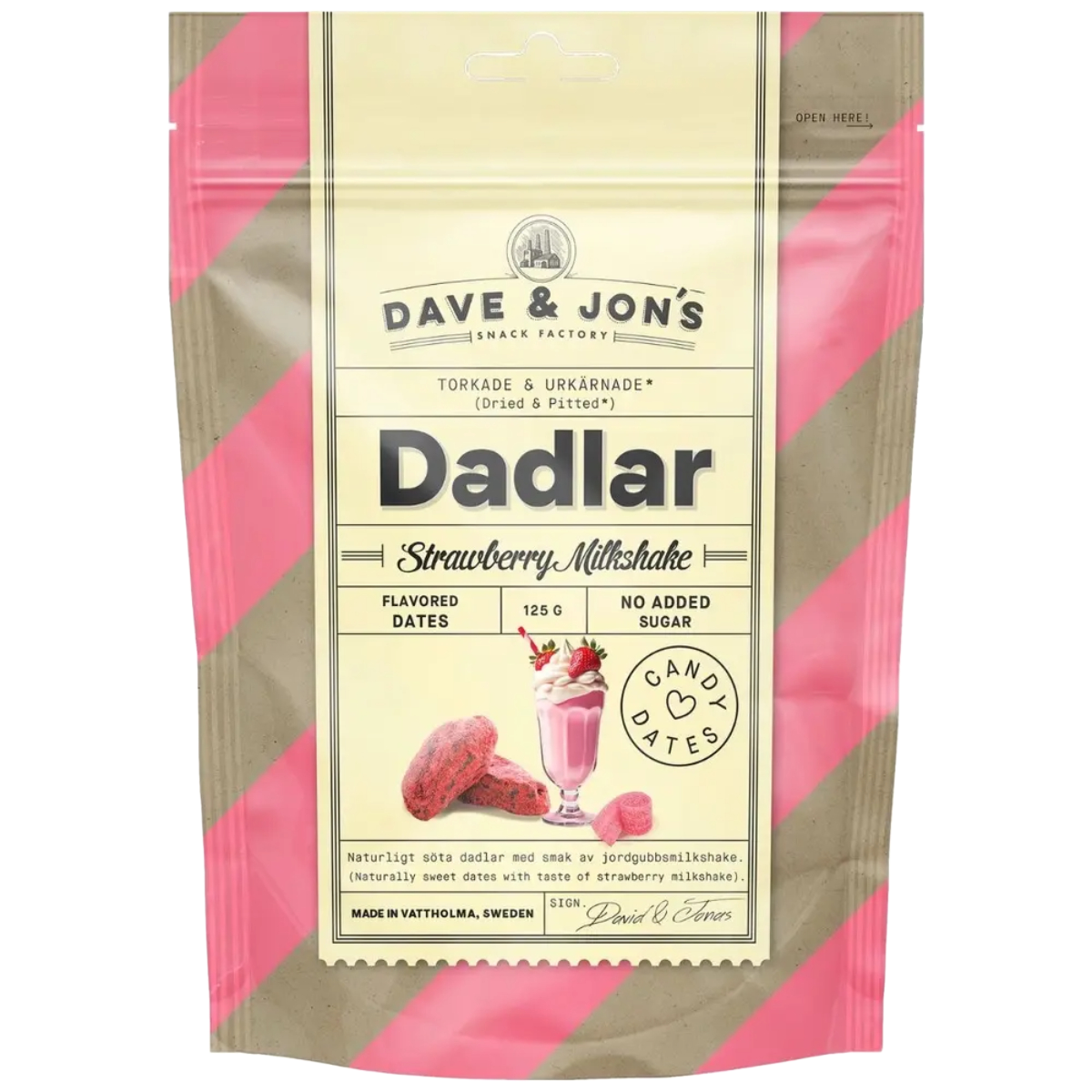 Džiovintos datulės DAVE & JON'S (STRAWBERRY MILKSHAKE), 125g photo