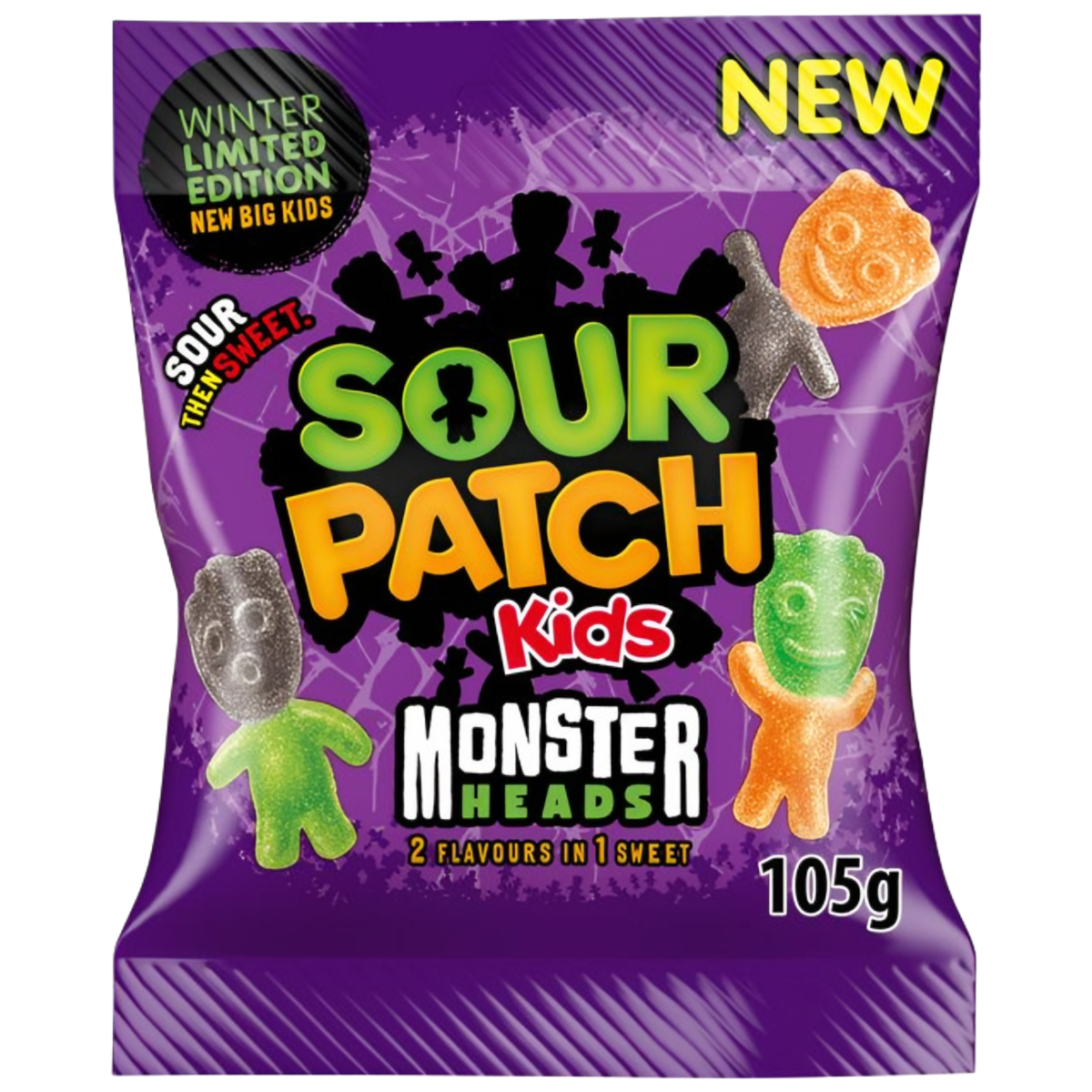 Košļājamās konfektes SOUR PATCH KIDS (MONSTER HEADS), 105g