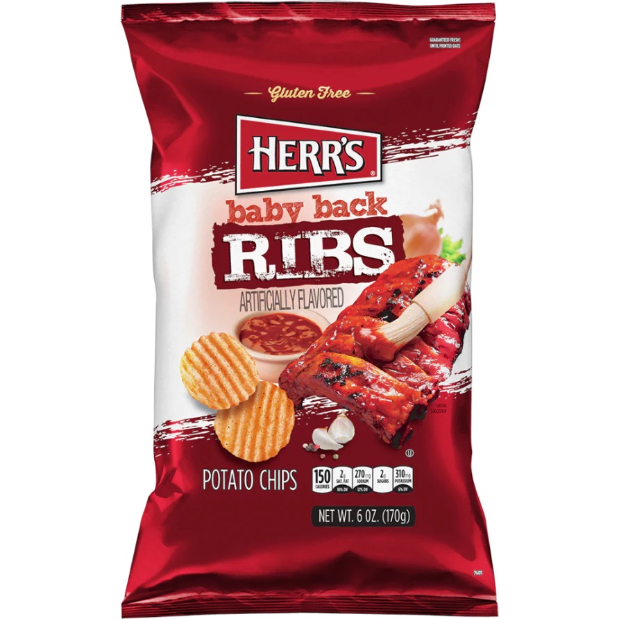 Bulvių traškučiai HERR'S (BABY BACK RIBS), 170g photo