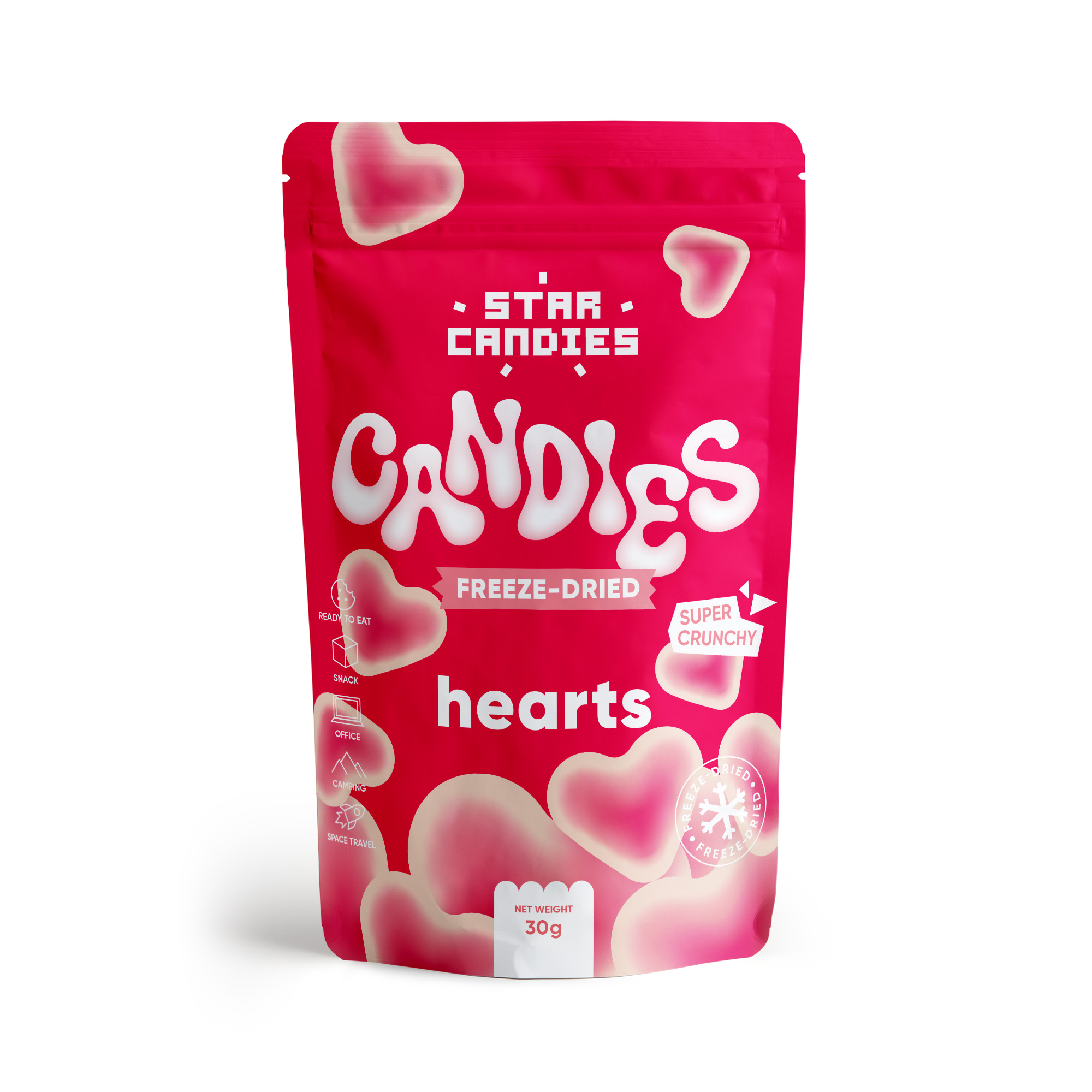 Liofilizētas konfektes STAR CANDIES HEARTS, 30g foto