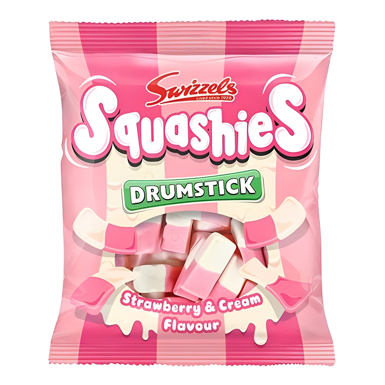 Zdjęcie Cukierki do żucia SQUASHIES DRUMSTICK (STRAWBERRY AND CREAM), 120g