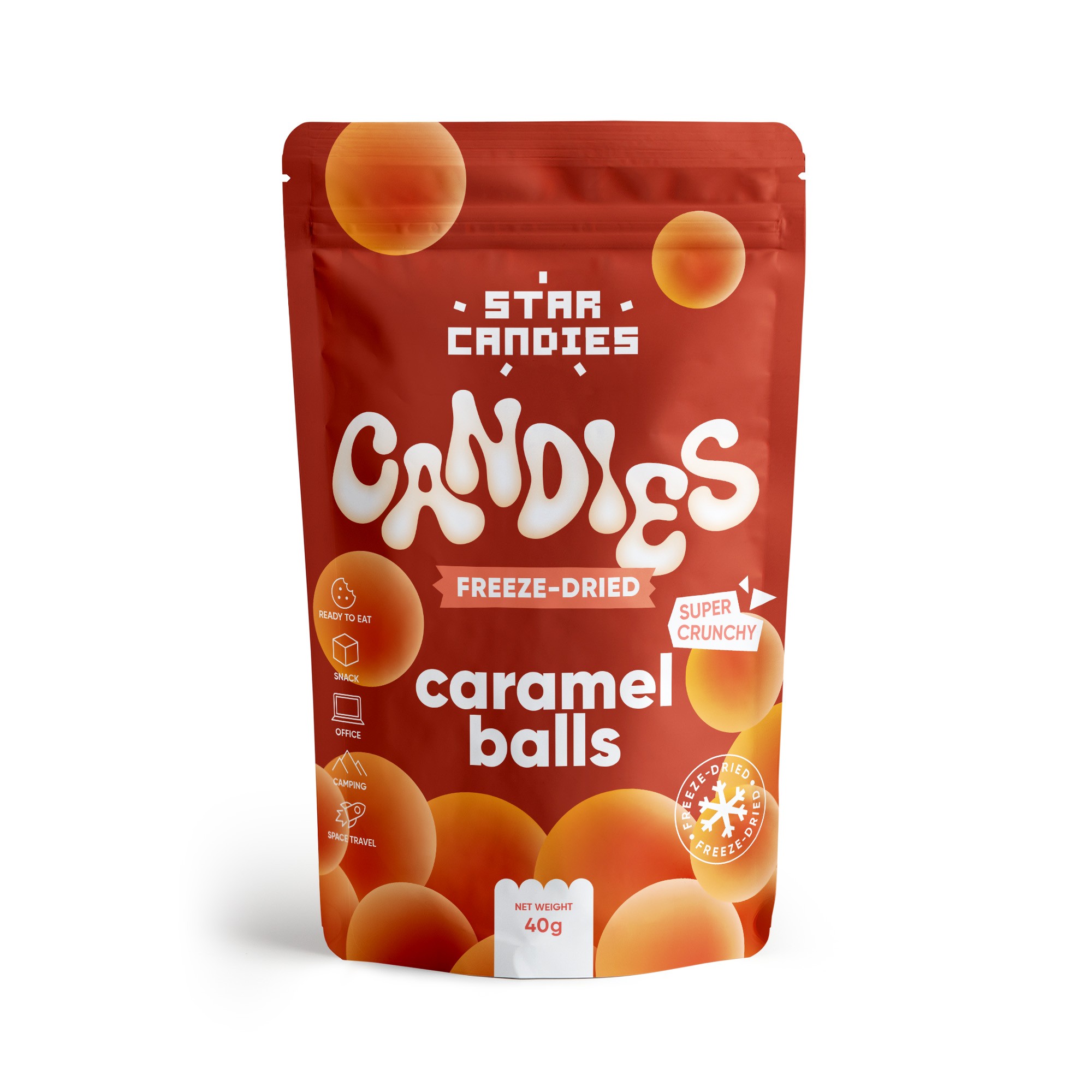 Liofilizētas konfektes STAR CANDIES CARAMEL BALLS, 40g foto