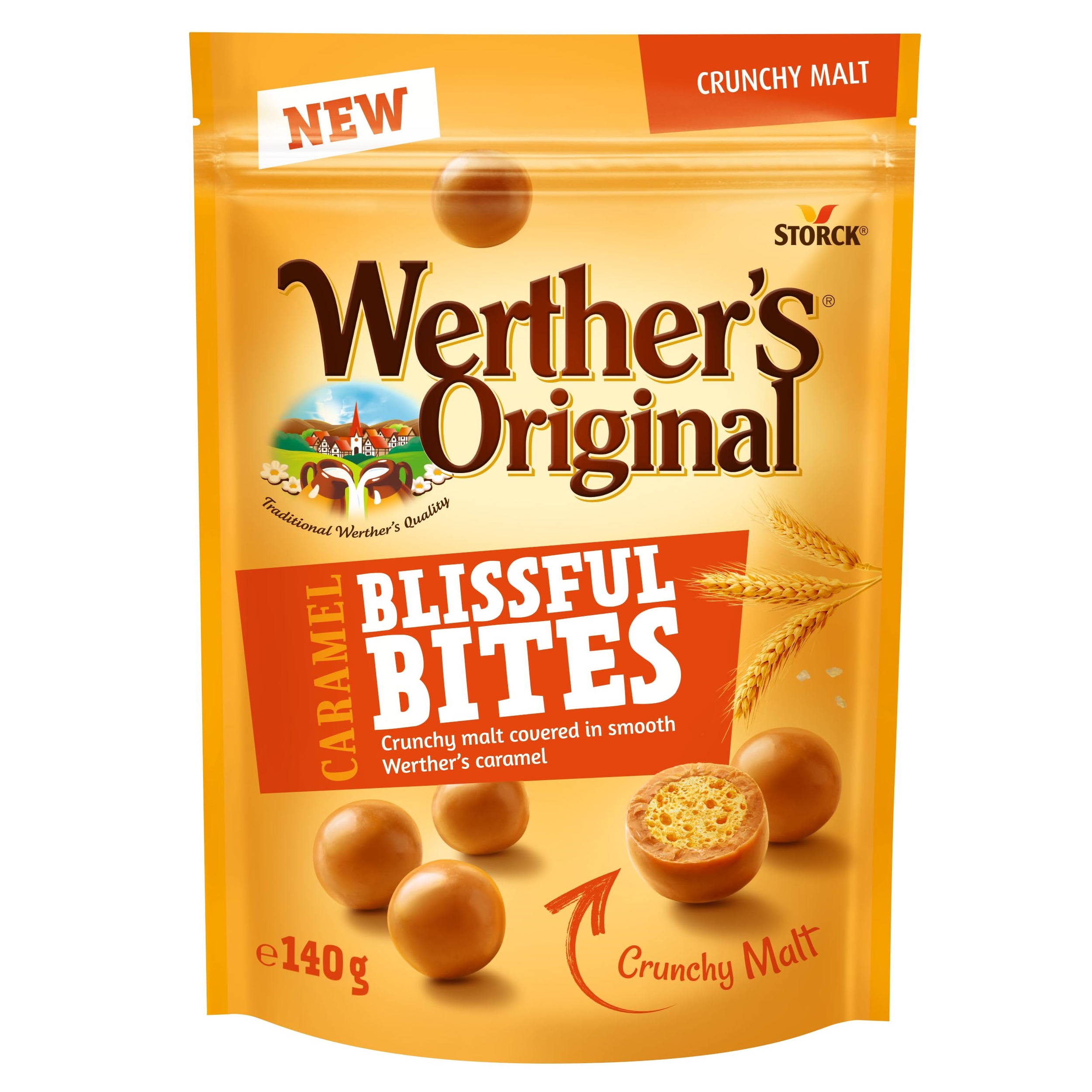 Konfektes WERTHER'S ORIGINAL CRUNCHY CARAMEL BITES, 140g foto