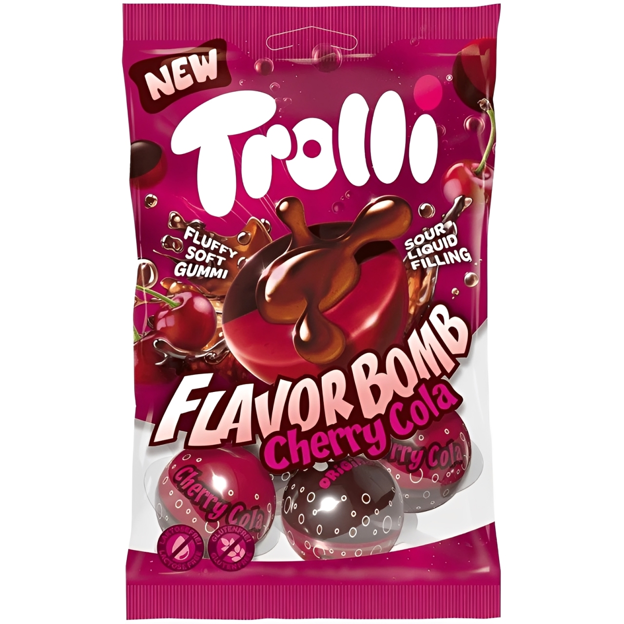 Želejas konfektes ar pildījumu TROLLI FLAVOR BOMB (CHERRY COLA), 75g foto