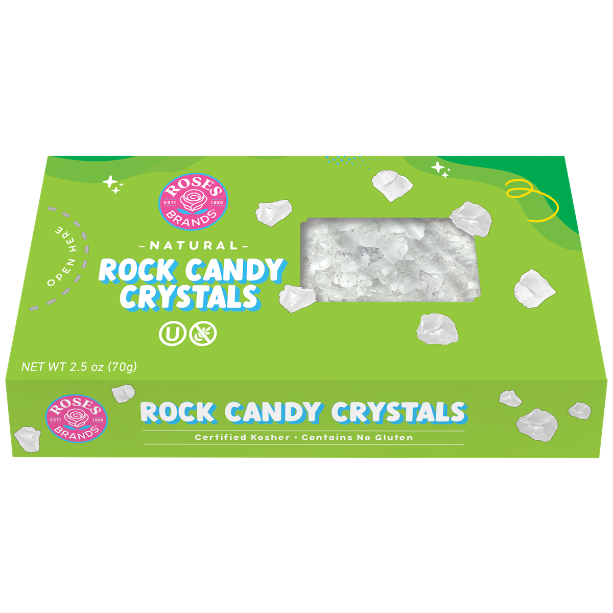 Ledenes ROSES BRANDS ROCK CANDY CRYSTALS NATURAL, 70g foto