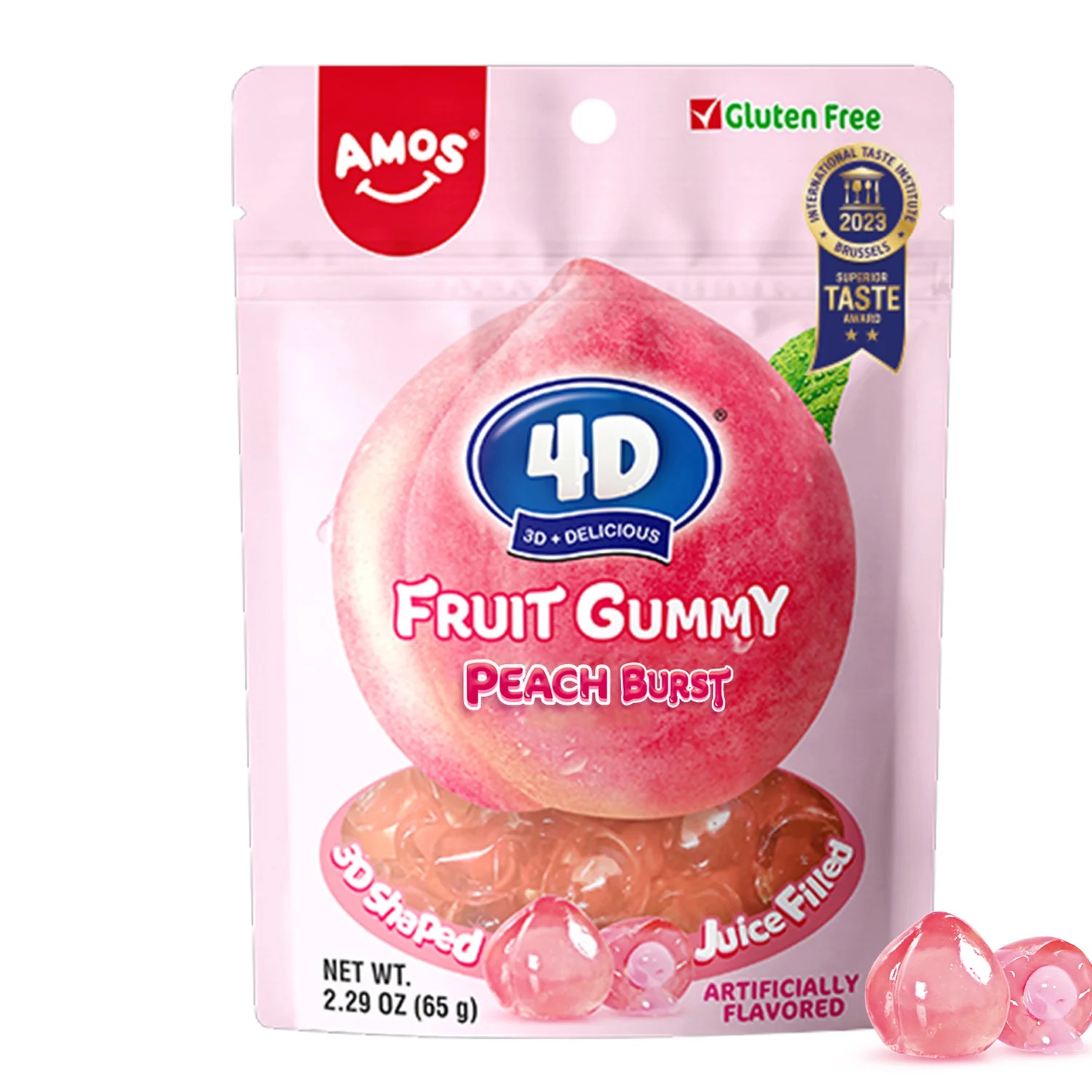 Kummikommid AMOS 4D FRUIT (PEACH BURST), 65g foto