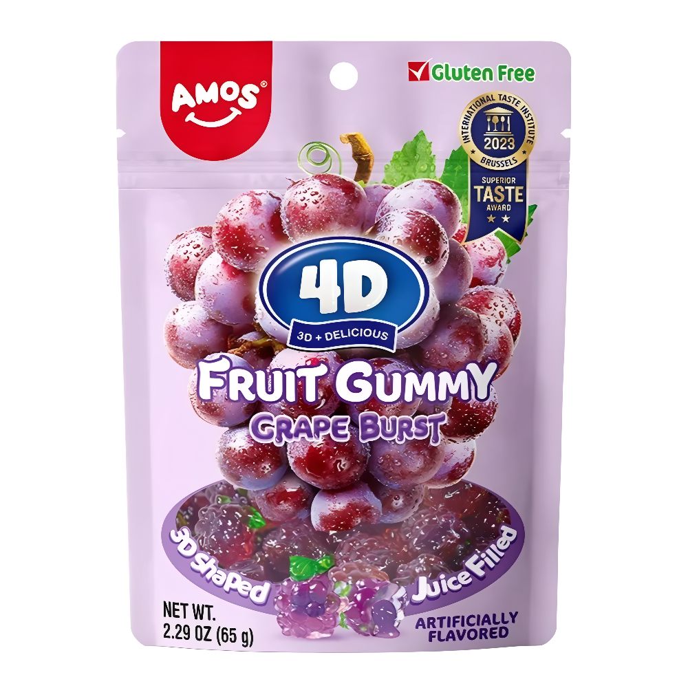 Želejas konfektes AMOS 4D (GRAPE BURST), 65g