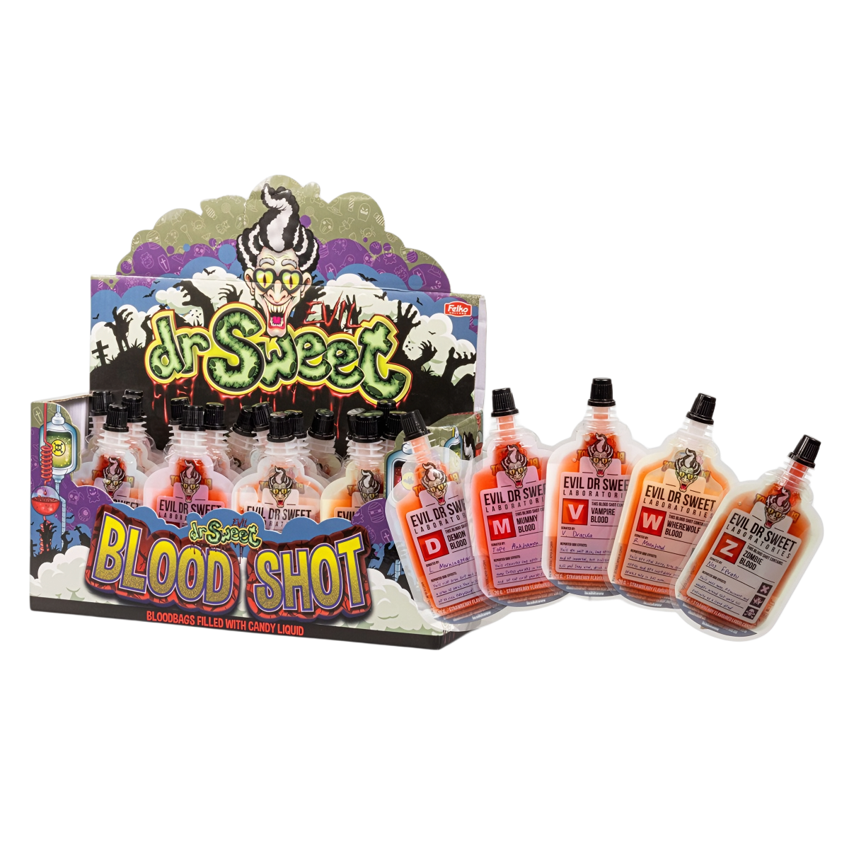 Skystas saldainis DR. SWEET BLOOD SHOT (STRAWBERRY), 20g