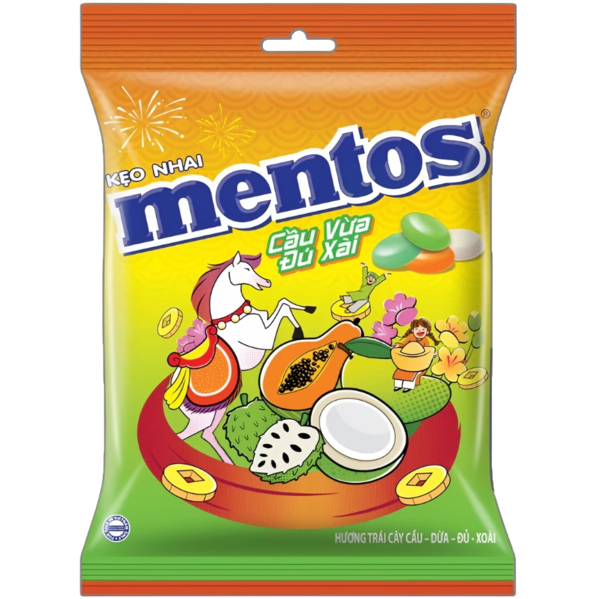 Närimiskommid MENTOS (COCONUT, PAPAYA, MANGO ), 224g foto