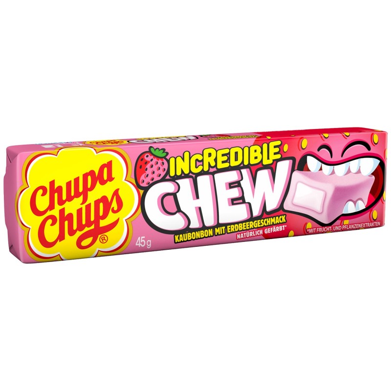 Kramtomi saldainiai CHUPA CHUPS (INCREDIBLE CHEW STRAWBERRY), 45g photo