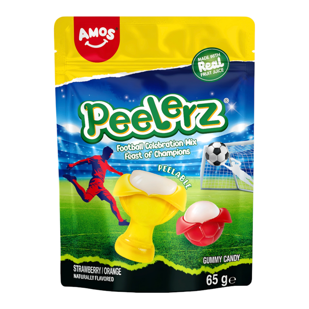 Gummies AMOS PEELERZ WORLD CUP (STRAWBERRY & ORANGE), 65g