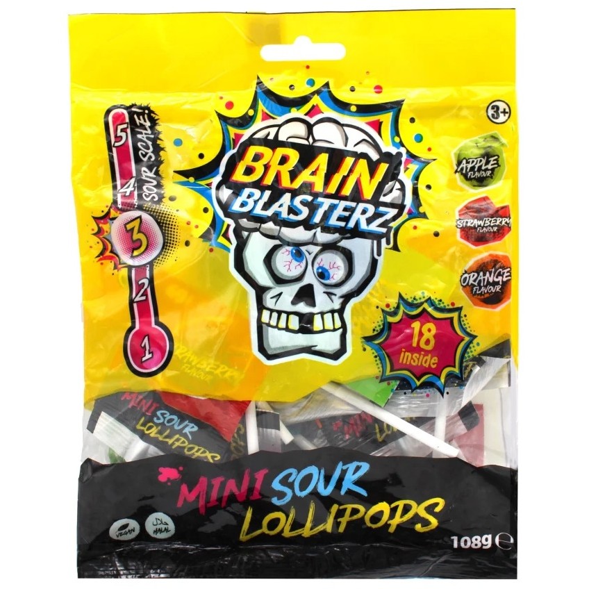 Lizaki BRAIN BLASTERZ MINI LOLLIPOPS (SOUR), 108g