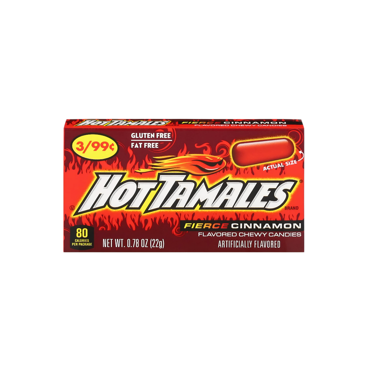 Košļājamās konfektes HOT TAMALES (FIERCE CINNAMON), 22g foto