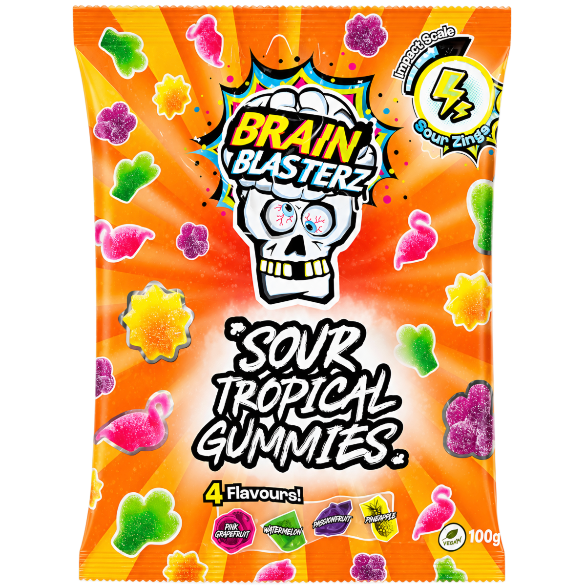 Żelki BRAIN BLASTERZ (SOUR TROPICAL), 100g
