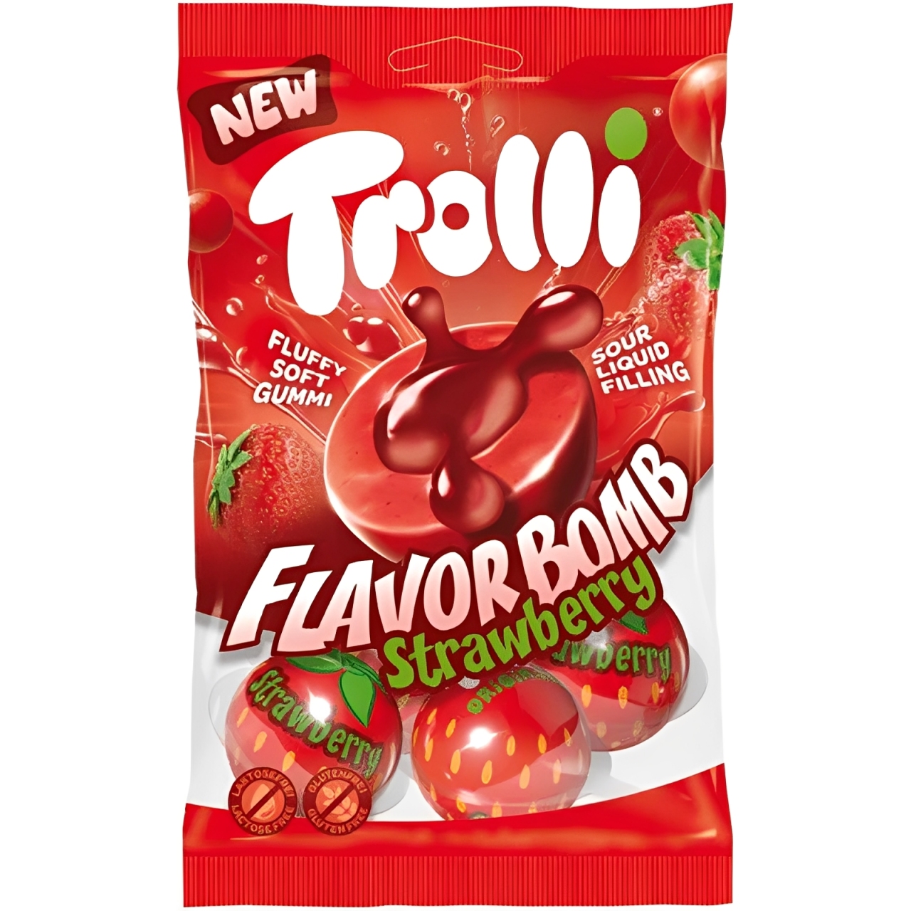 Želejas konfektes ar pildījumu TROLLI FLAVOR BOMB (STRAWBERRY), 75g foto