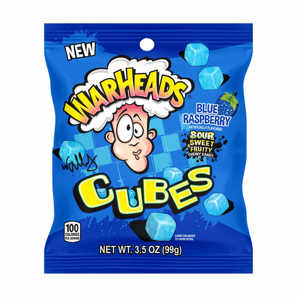 Kramtomi saldainiai WARHEADS CUBES (BLUE RASPBERRY), 99g photo