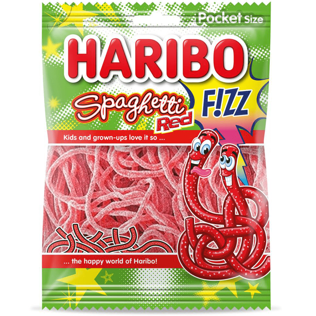 Kummikomm HARIBO (SPAGHETTI RED FIZZ), 70g foto