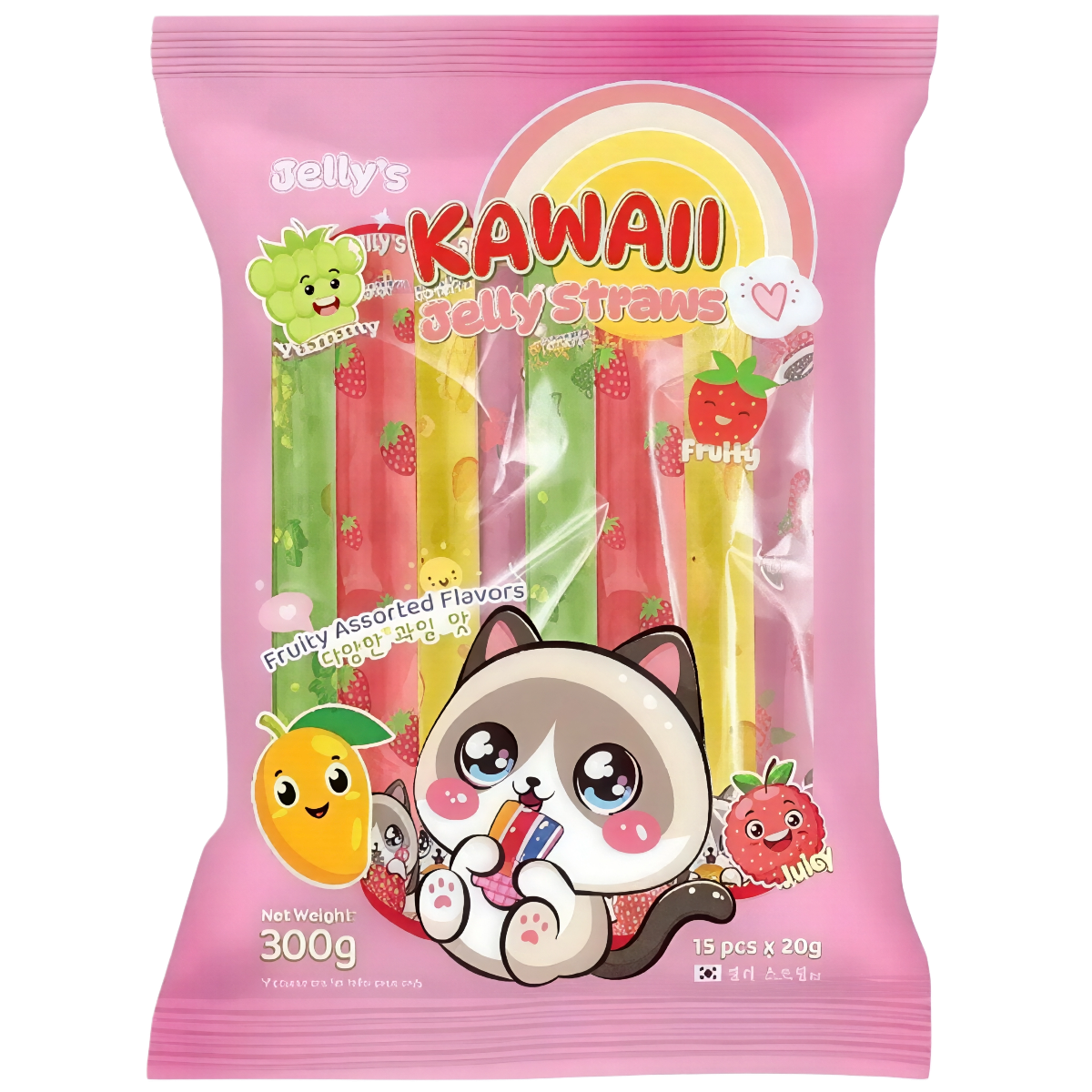 Želejas nūjiņas KAWAII JELLY STRAWS (FRUITY ASSORTED), 300g foto