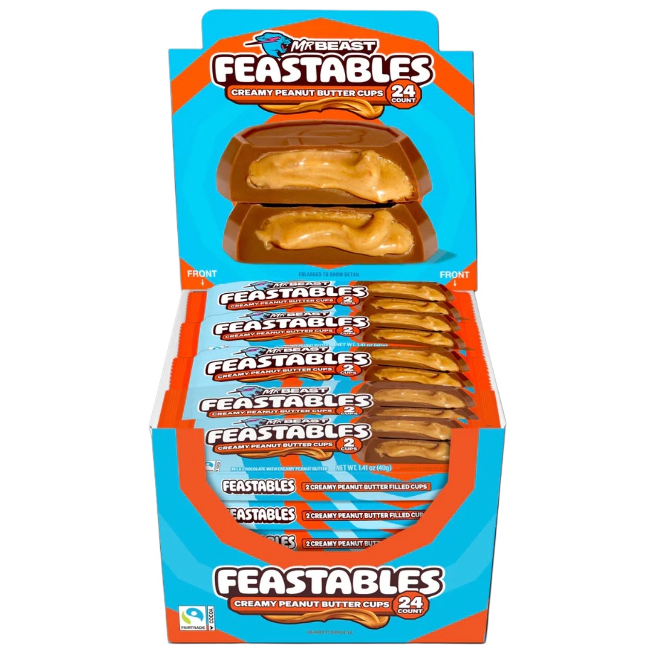 Suklaakarkit MRBEAST FEASTABLES (PEANUT BUTTER), 40g