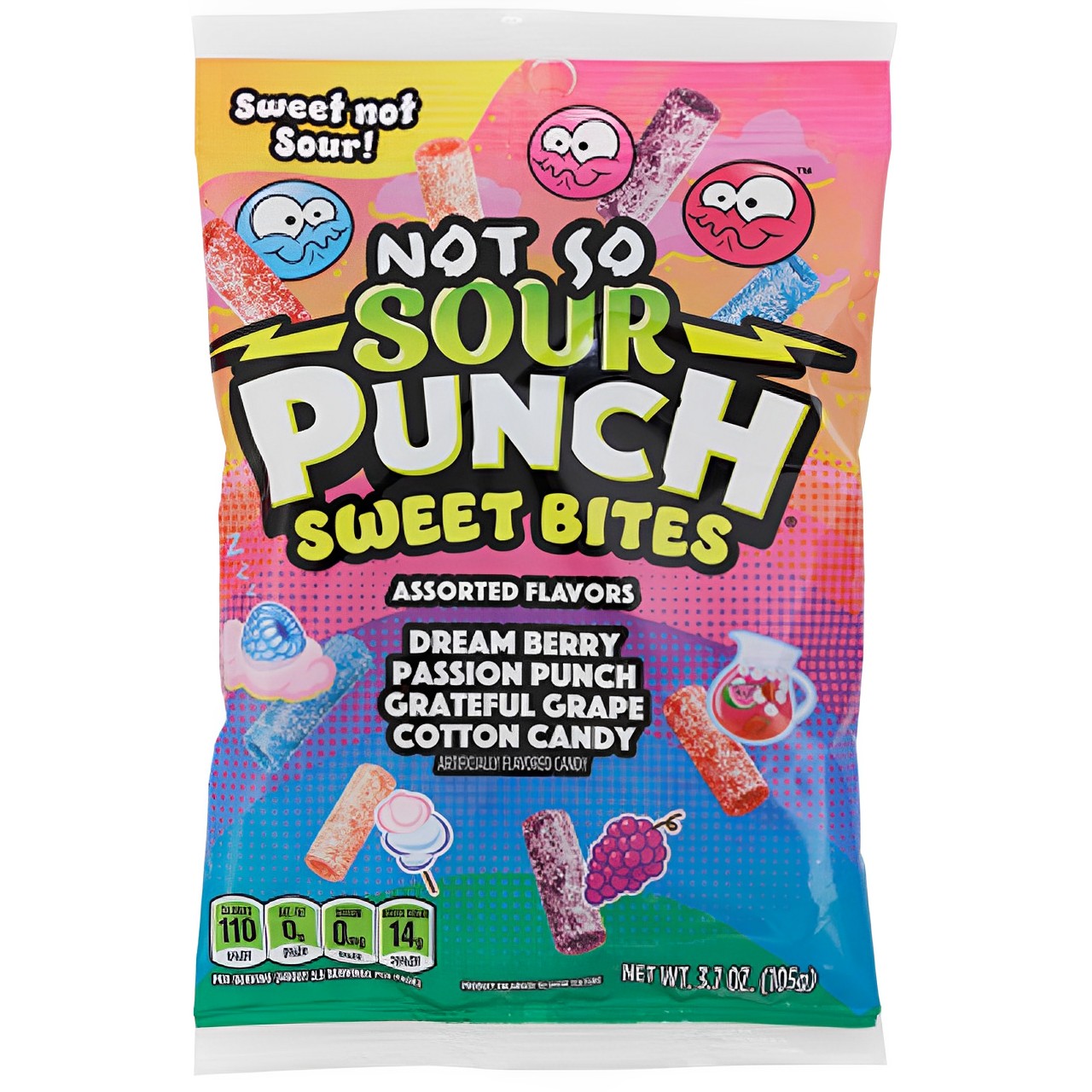Košļājamās konfektes SOUR PUNCH (SWEET BITES ASSORTED), 105g foto