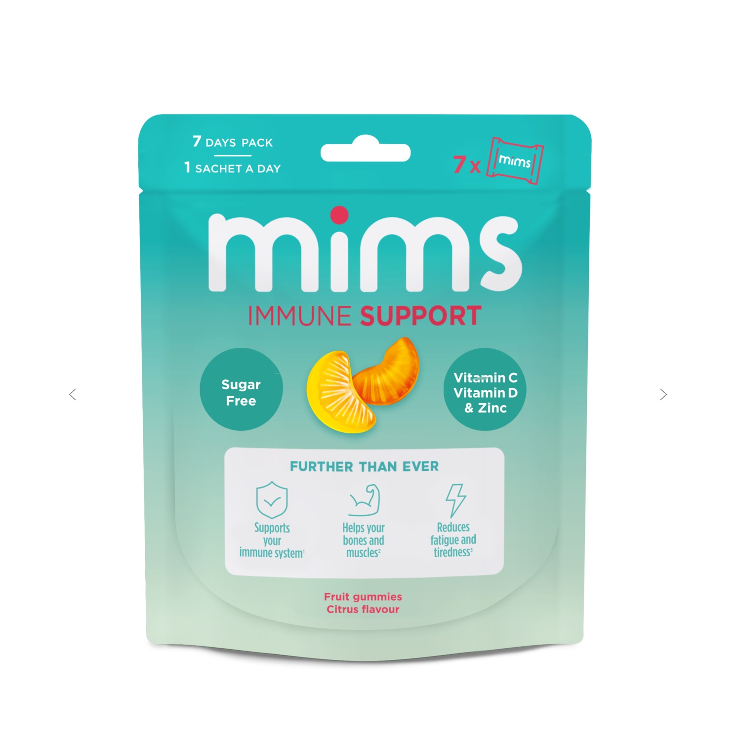 Želejas konfektes ar vitamīniem MIMS (IMMUNE SUPPORT), 87,5g foto