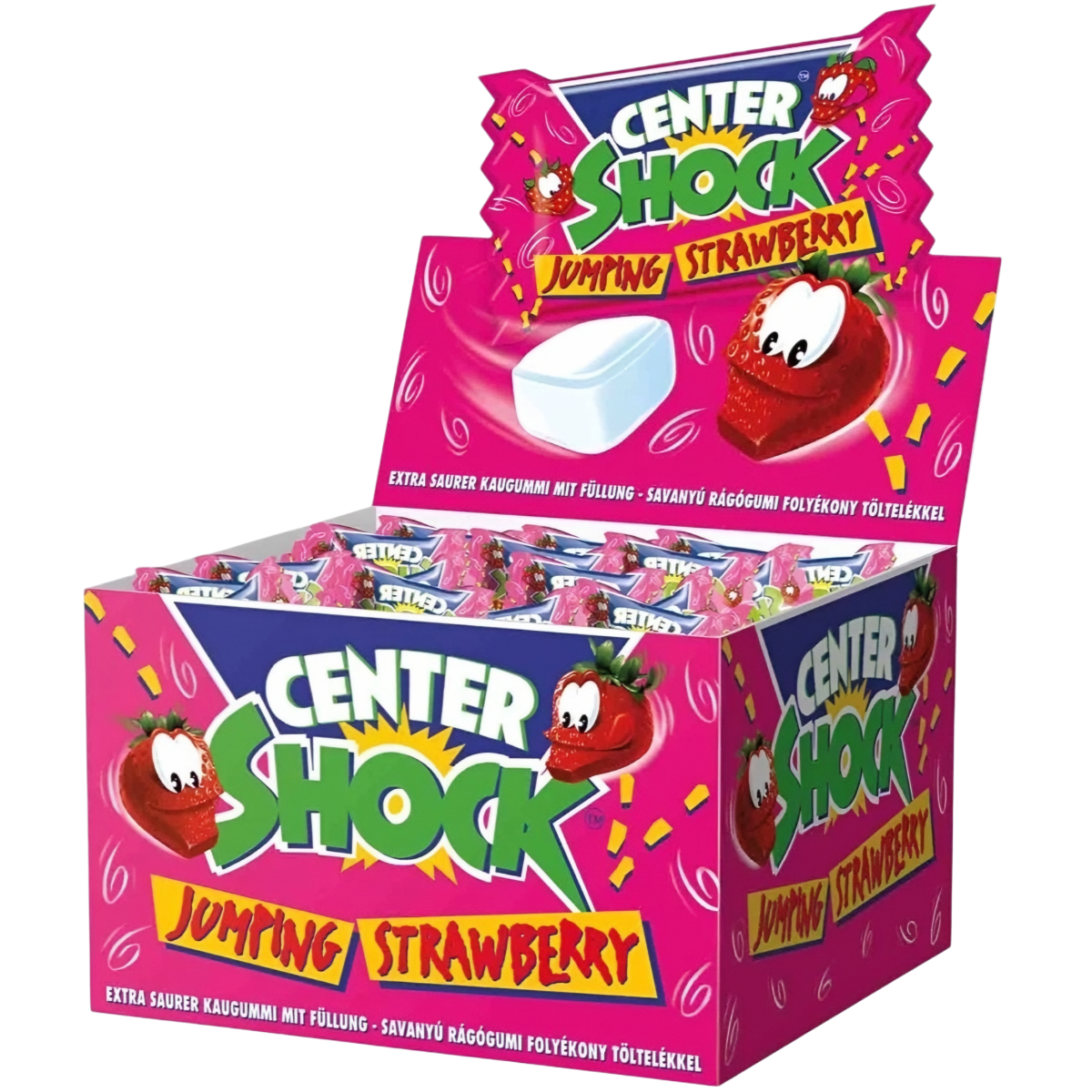 Košļājamā gumija CENTER SHOCK (STRAWBERRY), 4g