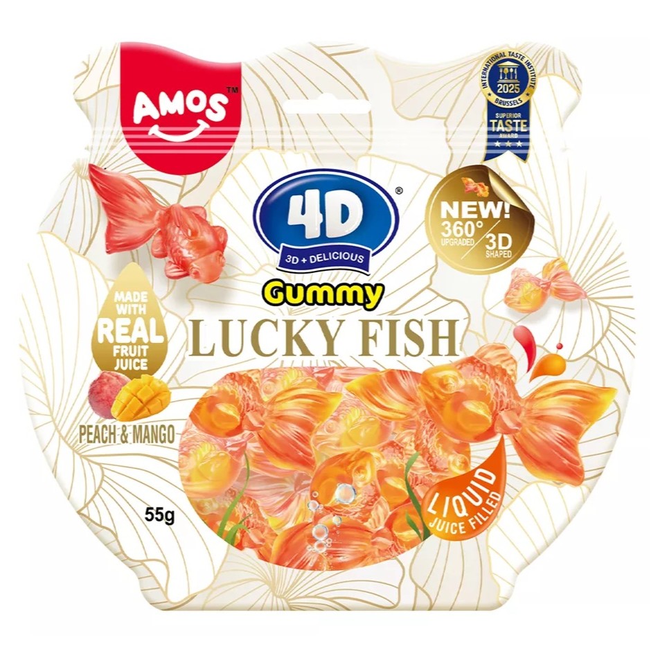 Želejas konfektes AMOS 4D LUCKY FISH, 55g foto
