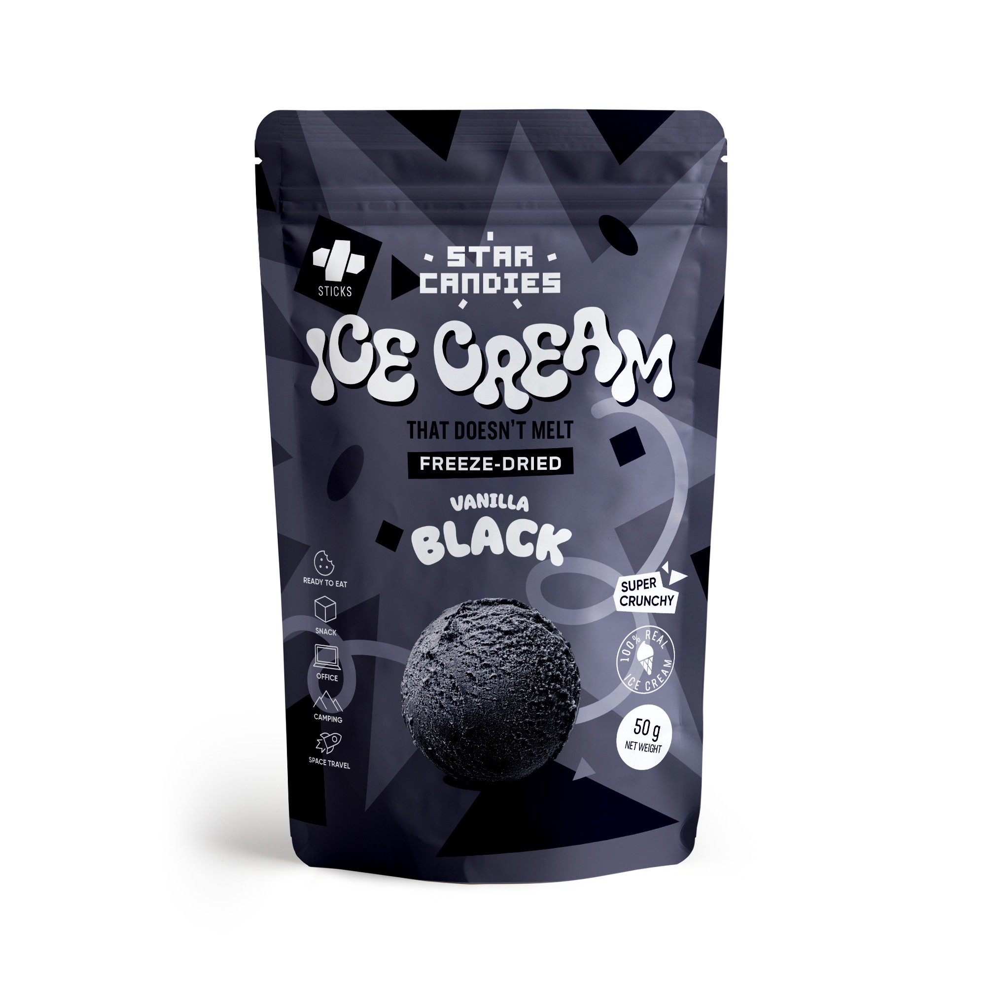 Lody liofilizowane STAR CANDIES (VANILLA BLACK), 50g