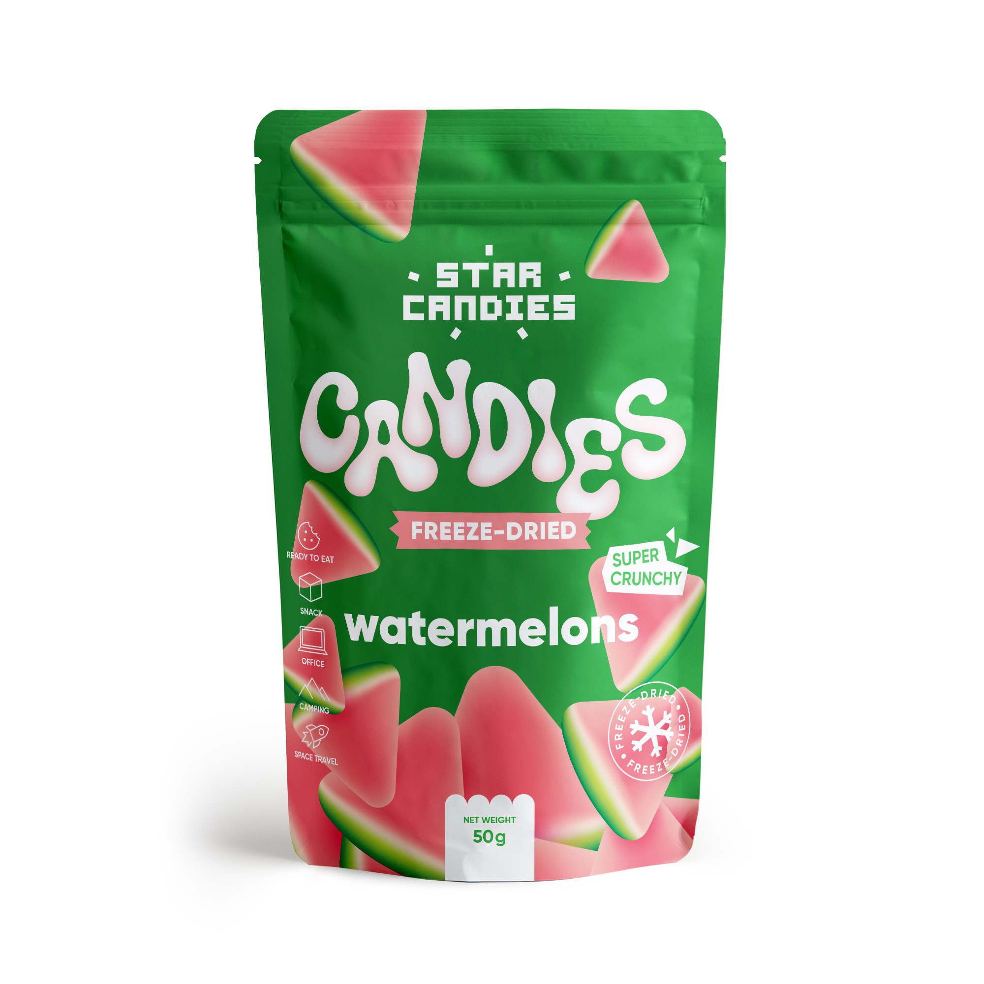 Liofilizētas želejas konfektes STAR CANDIES WATERMELONS, 50g foto